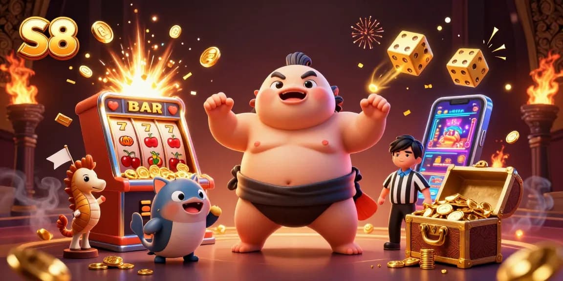 S8 presents an exciting underwater casino scene with a quirky fugu character, jackpot elements, and dynamic visuals.