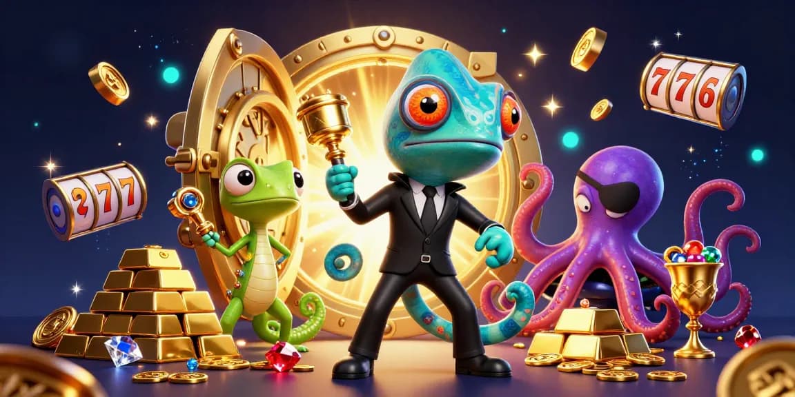 IDCJOKER showcases thrilling online gambling with vibrant characters and dynamic gaming elements in a rich 3D illustration.