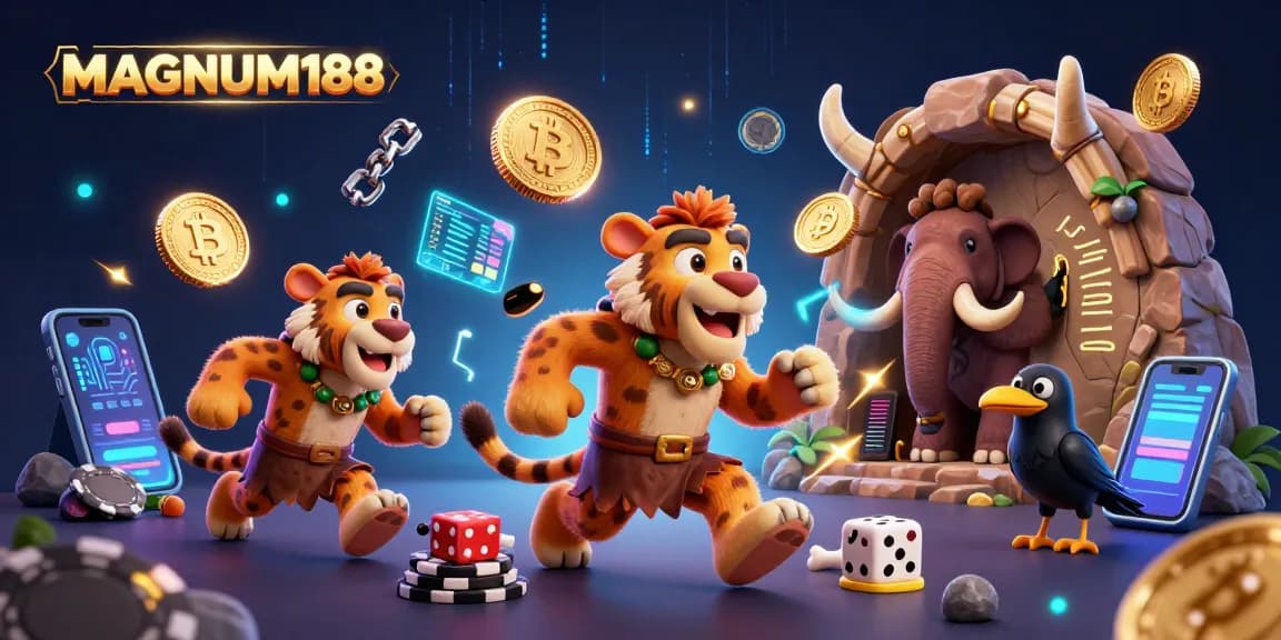 Spin to win with MAGNUM188 at a vibrant 3D illustrated casino atmosphere!