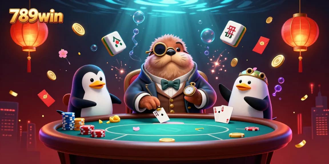 Experience poker thrills with 789win as the walrus and friends play in an underwater casino.
