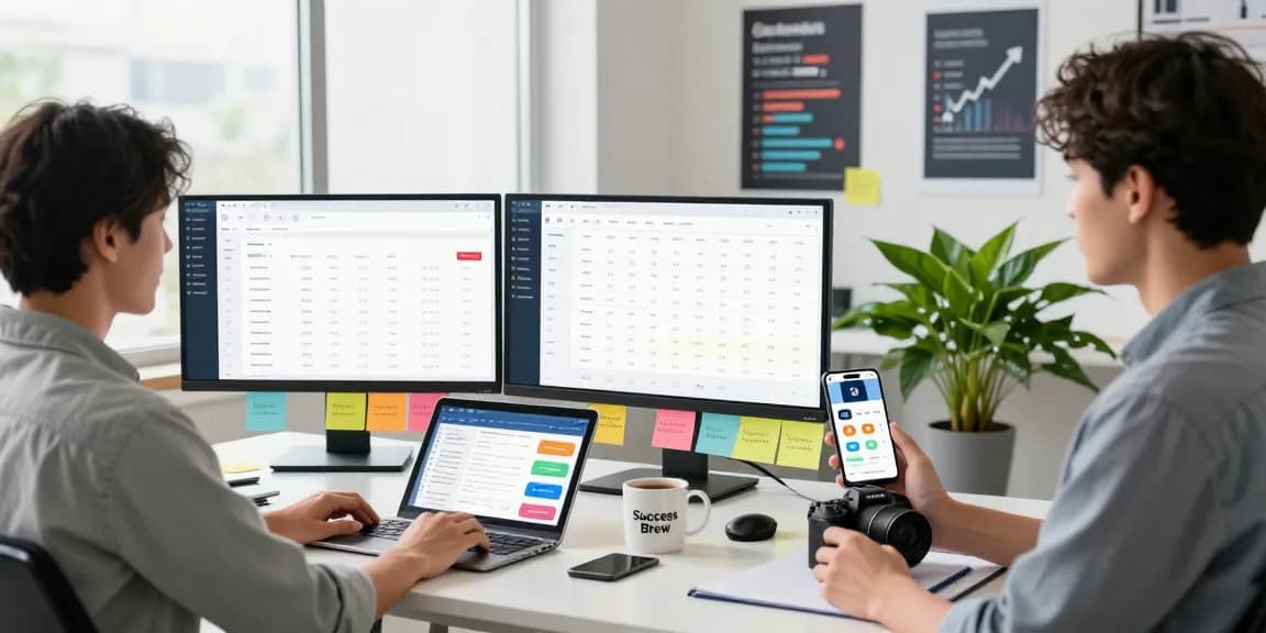 Purchase app downloads in a vibrant digital workspace showcasing app marketing strategies and analytics.