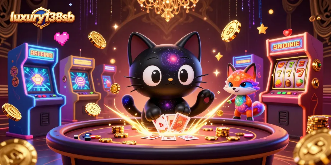 Spin and win with luxury138sb in a vibrant cosmic-themed casino scene filled with colorful gaming elements.