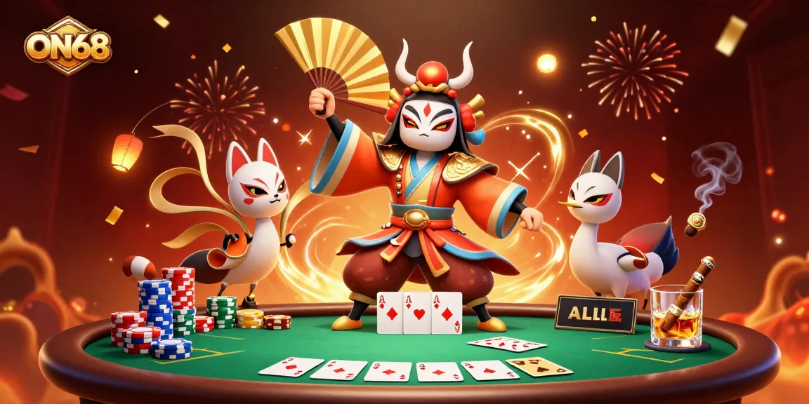 Engage in thrilling poker action with ON68 at a dazzling casino scene.