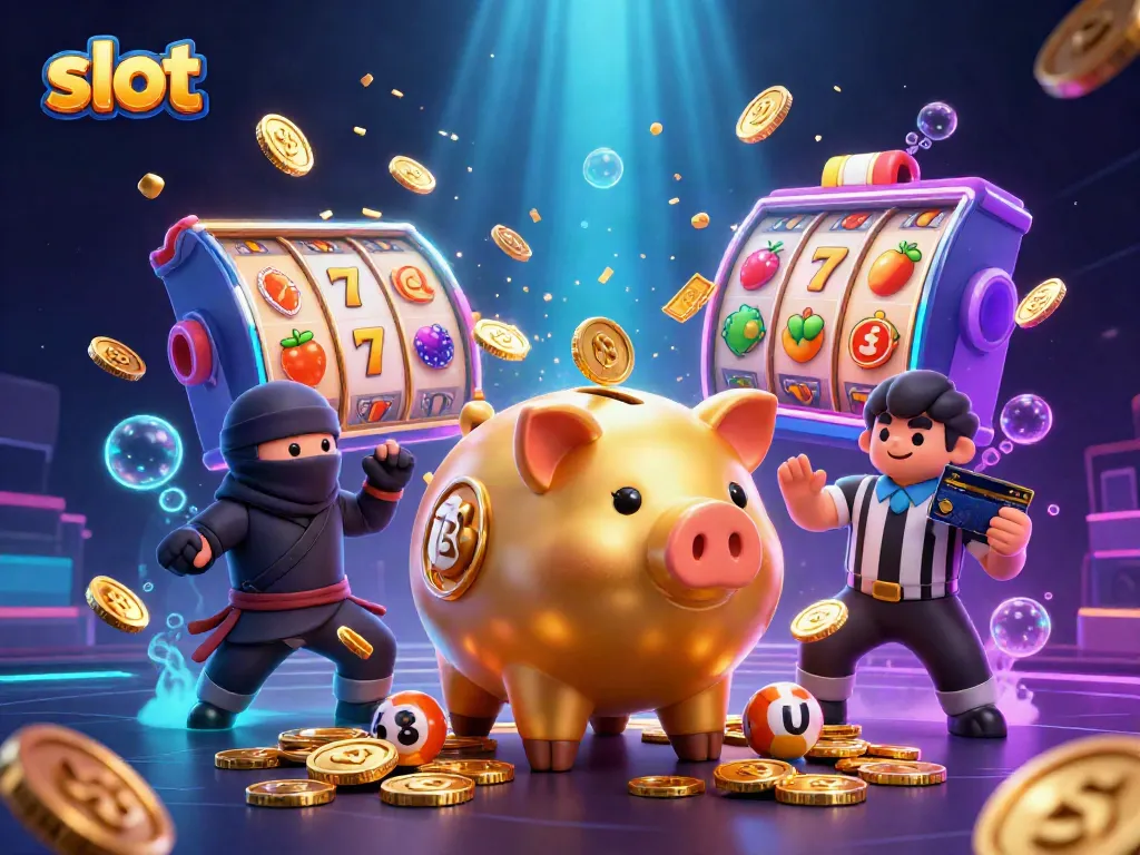 Engage with slot reels and thrilling jackpots in this energetic casino illustration.