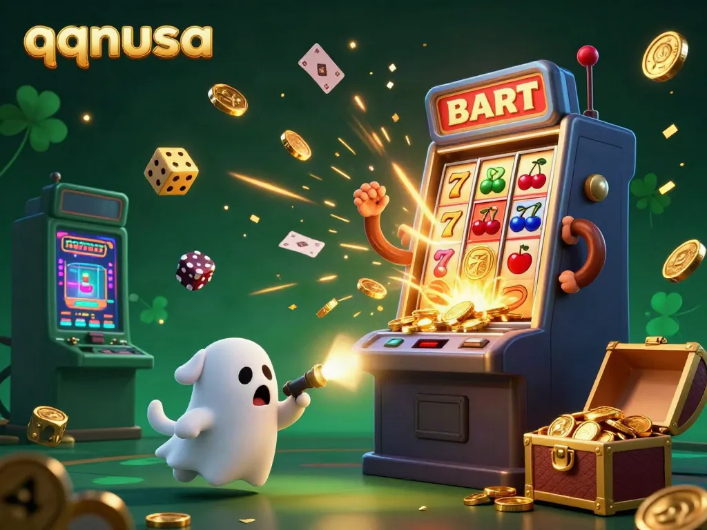Engage with exciting slot adventures at qqnusa with ghostly characters and vibrant casino elements.