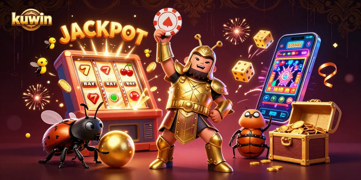 Kuwin brings excitement with a dynamic 3D illustration featuring victorious gaming elements and vibrant visuals.