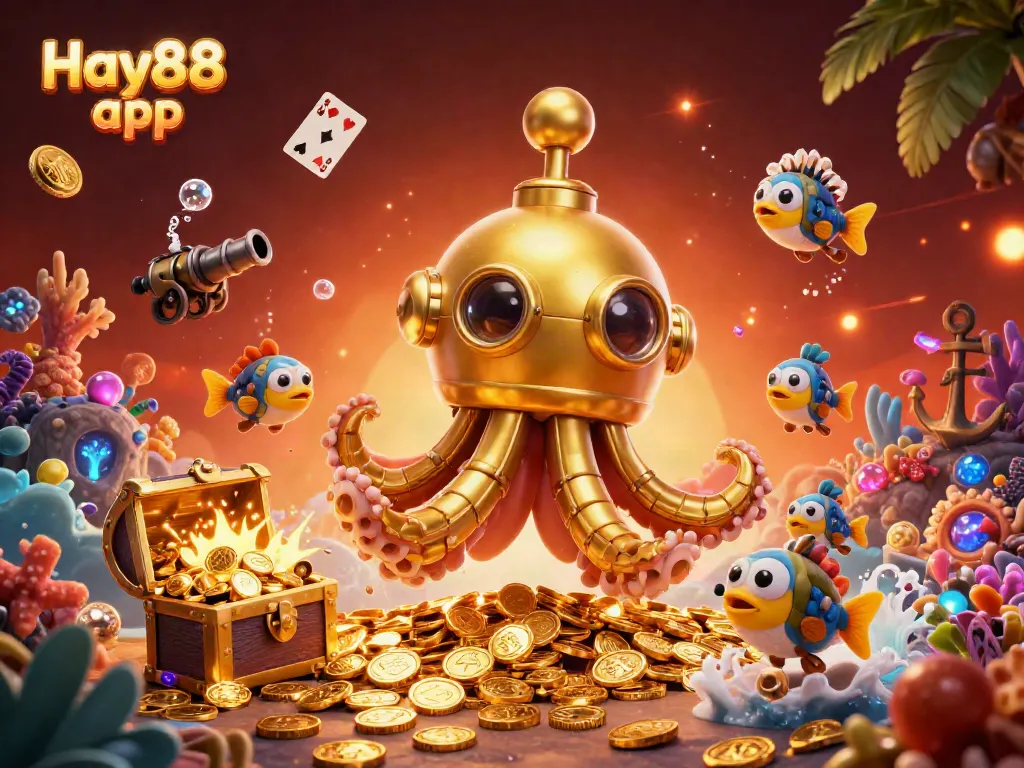 Bet on exciting games with the Hay88 app, featuring dynamic 3D visuals and lively underwater elements.