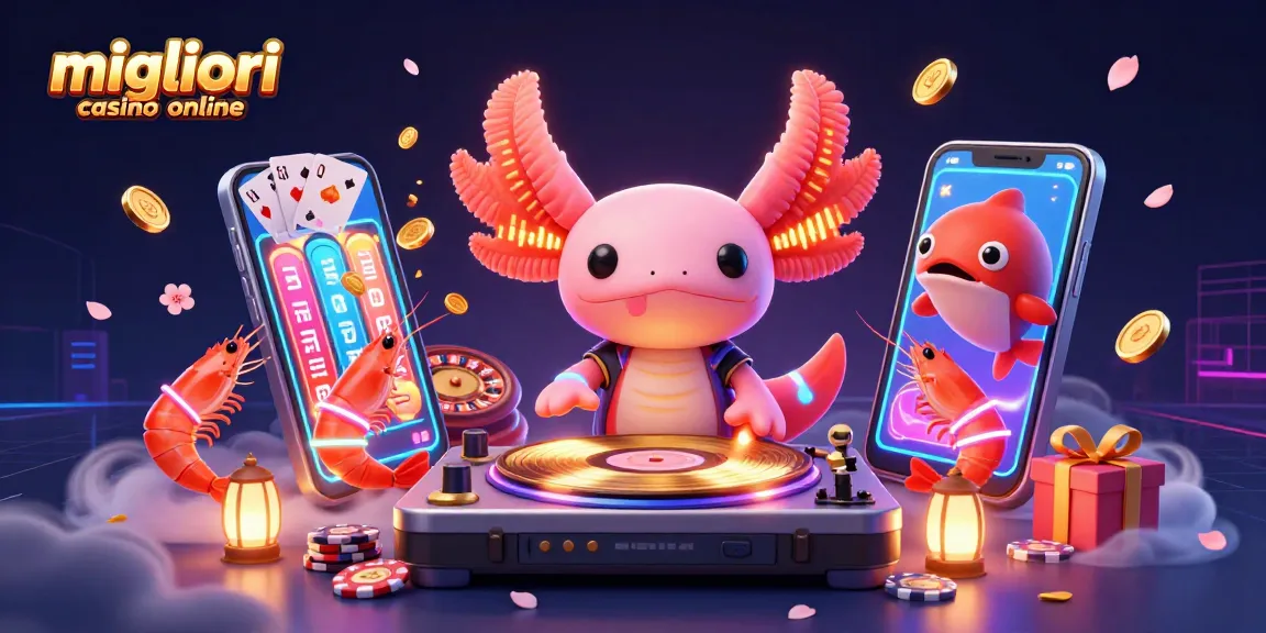 Gioca nei migliori casino online con azzardi e premi in un'illustrazione colorata.