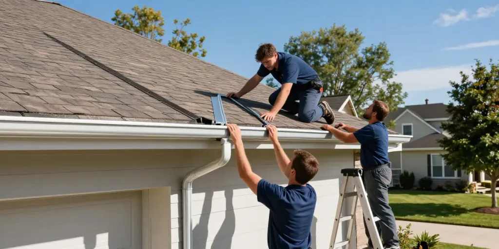 Spokane gutter installation by professionals on a residential home.