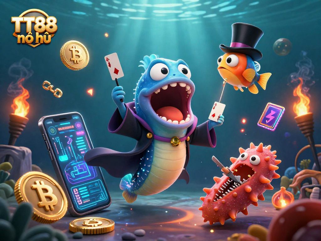 Engage with TT88 nổ hũ in dynamic card tricks and magic acts with vivid underwater casino elements.