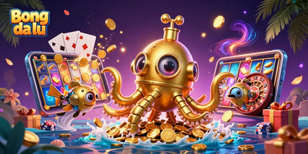 Engage in exciting betting with Bong da lu through vibrant casino-themed digital scenes.