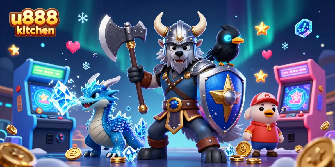 Engage in thrilling gaming action at u888 kitchen with dynamic characters and casino elements.