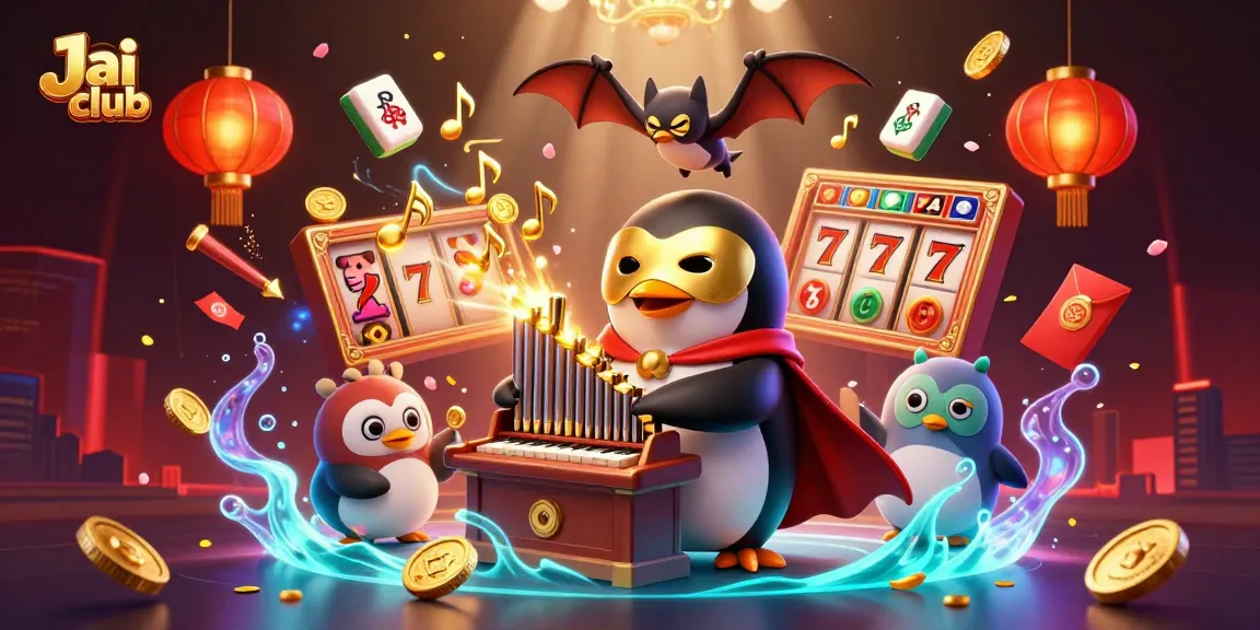 Experience thrilling gaming at Jai club with vibrant casino elements and animated characters.