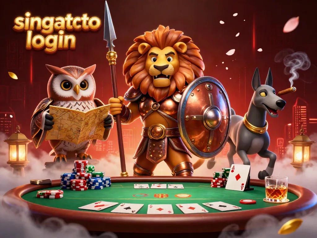 Experience thrill at singatoto login with an epic 3D casino scene featuring poker action and dynamic characters.