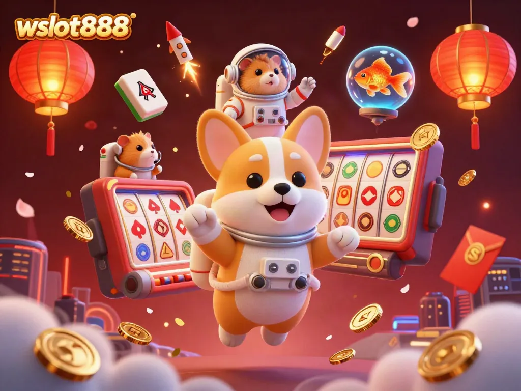 Menangkan jackpot di wslot888 dengan corgi luar angkasa yang ceria di kasino stasiun luar angkasa.