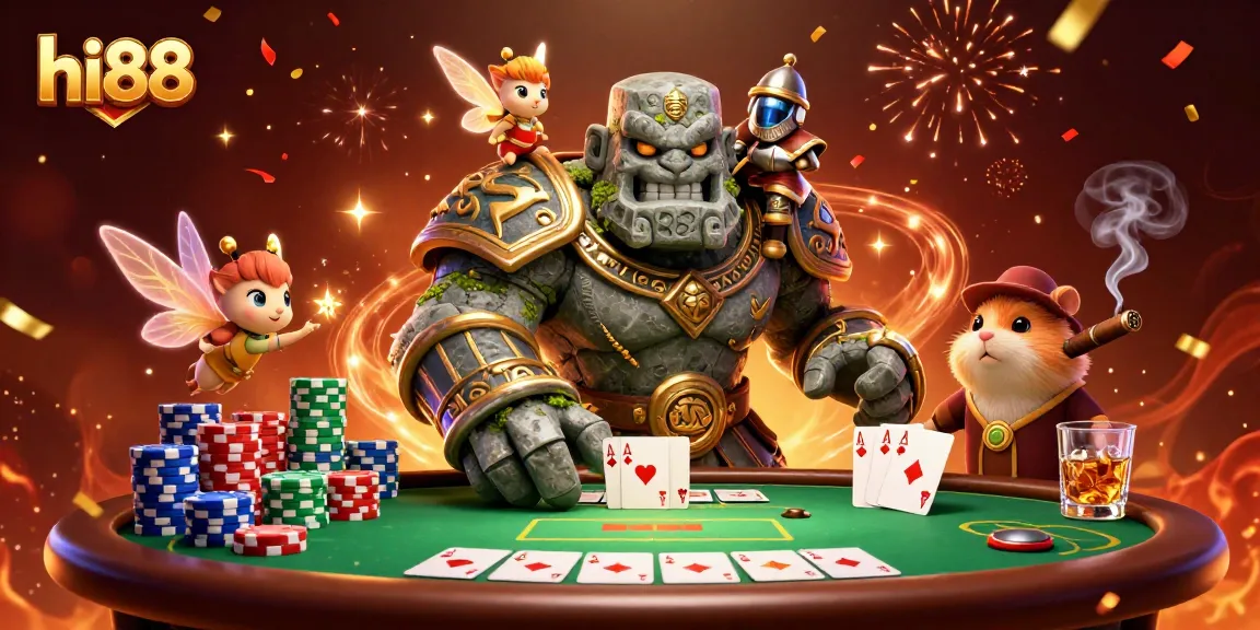 Play exciting games at hi88 with a guardian golem, fairy magic, and a brave hamster knight.