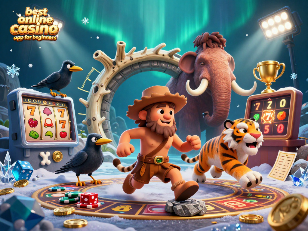 Engage with the best online casino app for beginners showcasing a playful prehistoric gaming scene.