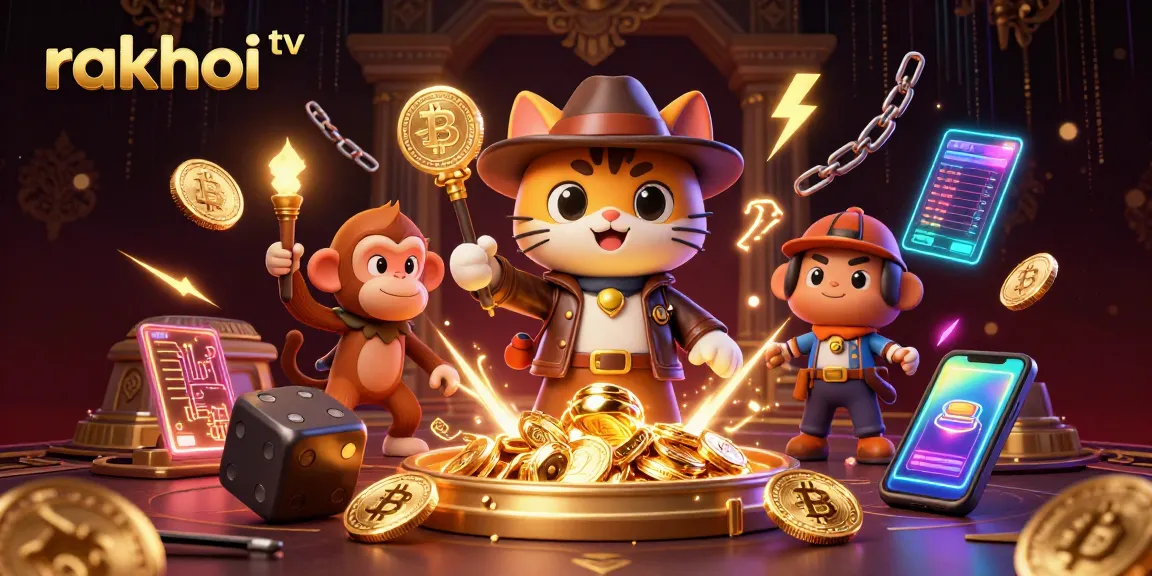 Experience rakhoi tv with a cartoon cat adventurer exploring a luxurious casino treasure depicted in vibrant 3D art.