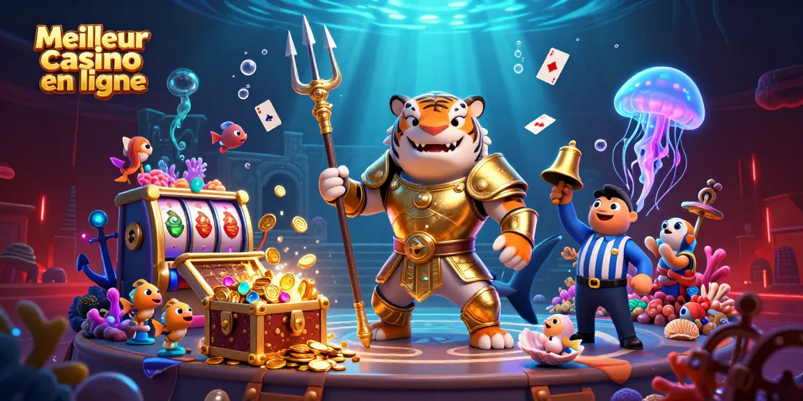Play exciting games at Meilleur casino en ligne with a vibrant underwater scene filled with thrilling casino elements.