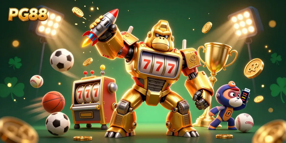 Engage with PG88, your ultimate online casino platform, featuring an epic 3D scene of gambling excitement and winning.