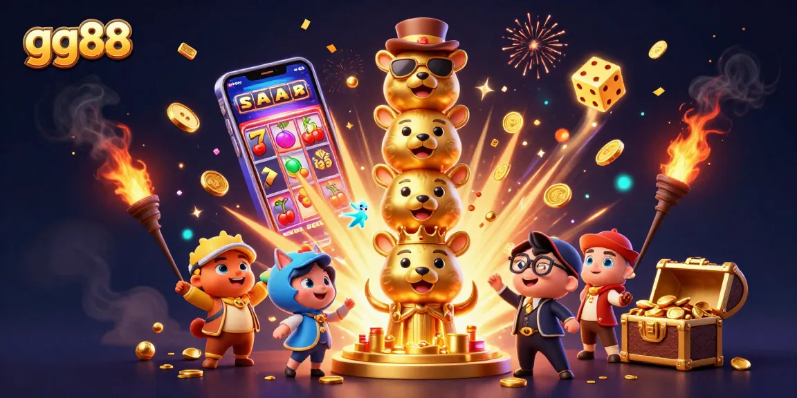 Spin and win with gg88’s vibrant 3D illustration featuring a golden totem and slots!