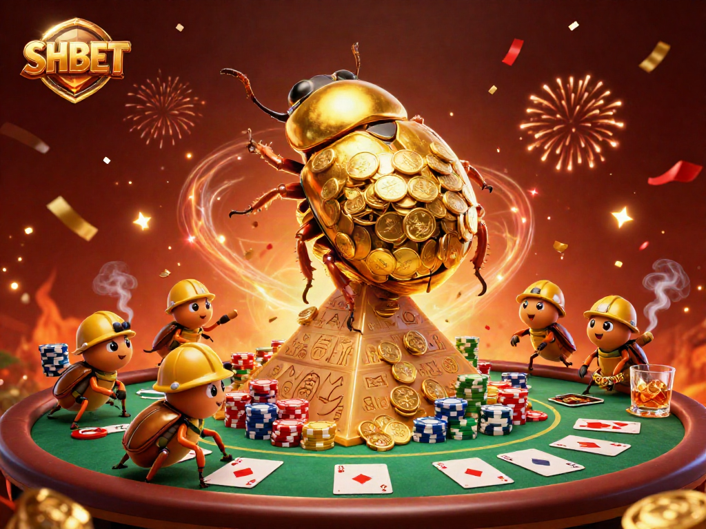 Spin the SHBET casino game reels while enjoying an immersive 3D beetle adventure.