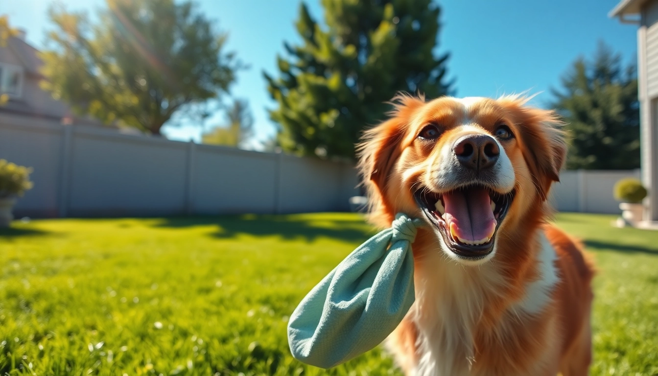 Offering dog waste removal services in a clean and vibrant backyard setting.