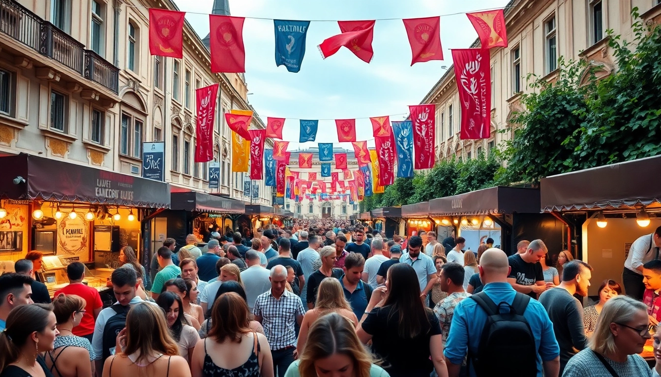 Uimitoare evenimente cluj cu participanți entuziasmați la un festival în aer liber.