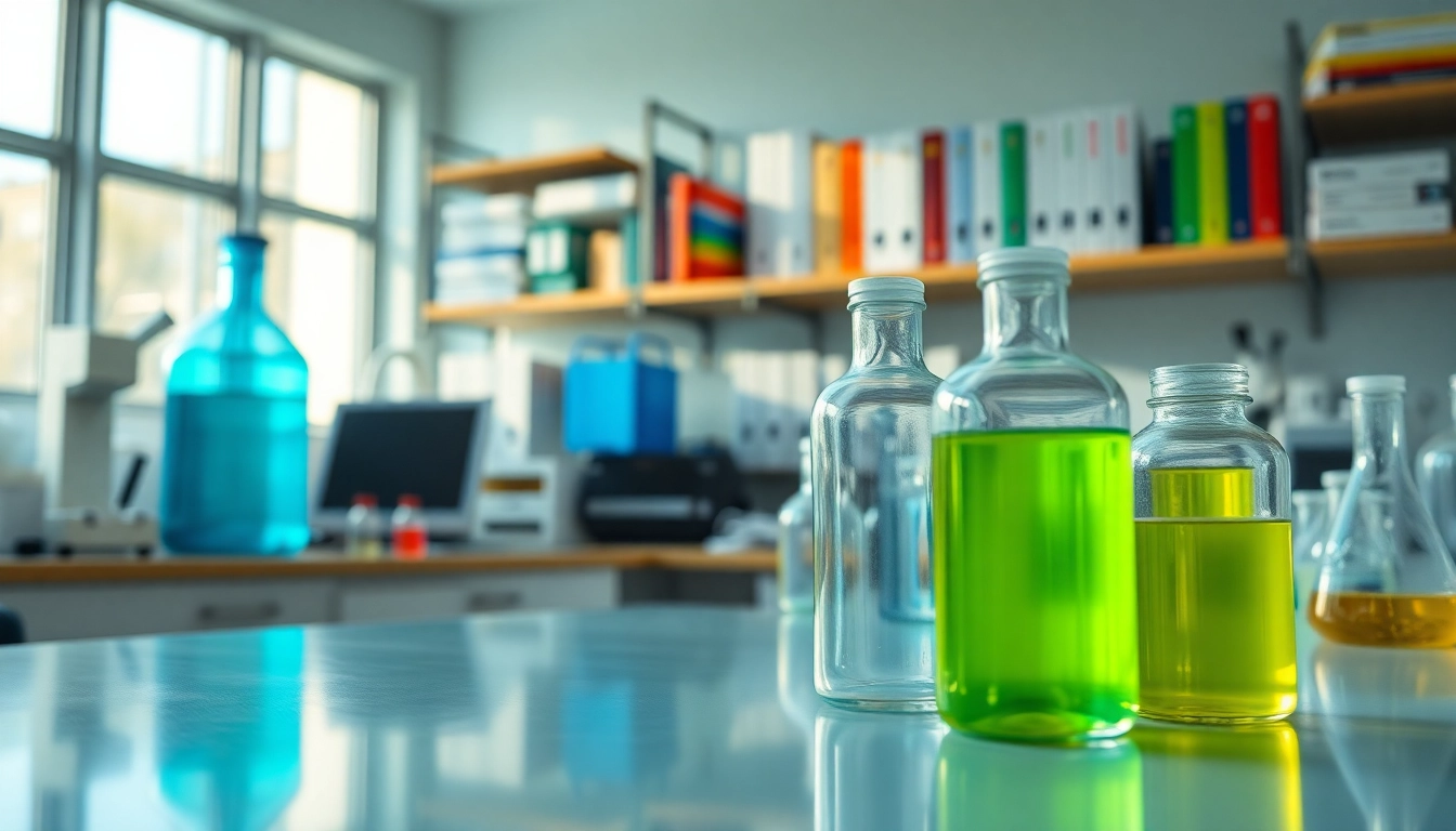 Examine high purity peptides for research in a professional laboratory setting with scientists.