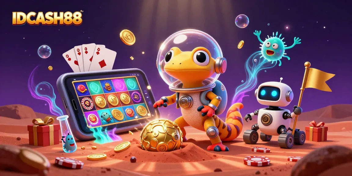 Experience thrilling gameplay with IDCASH88, showcasing vibrant slot games and captivating casino elements.
