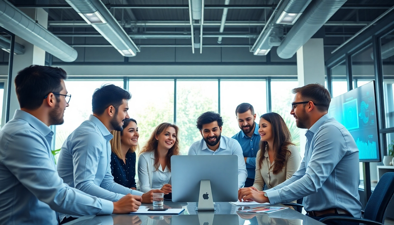 Dynamic digital agency Melbourne team collaborating in a modern office space.