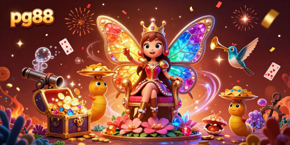 Experience the richness of pg88 with a vibrant 3D scene full of casino-themed fantasy elements and characters.