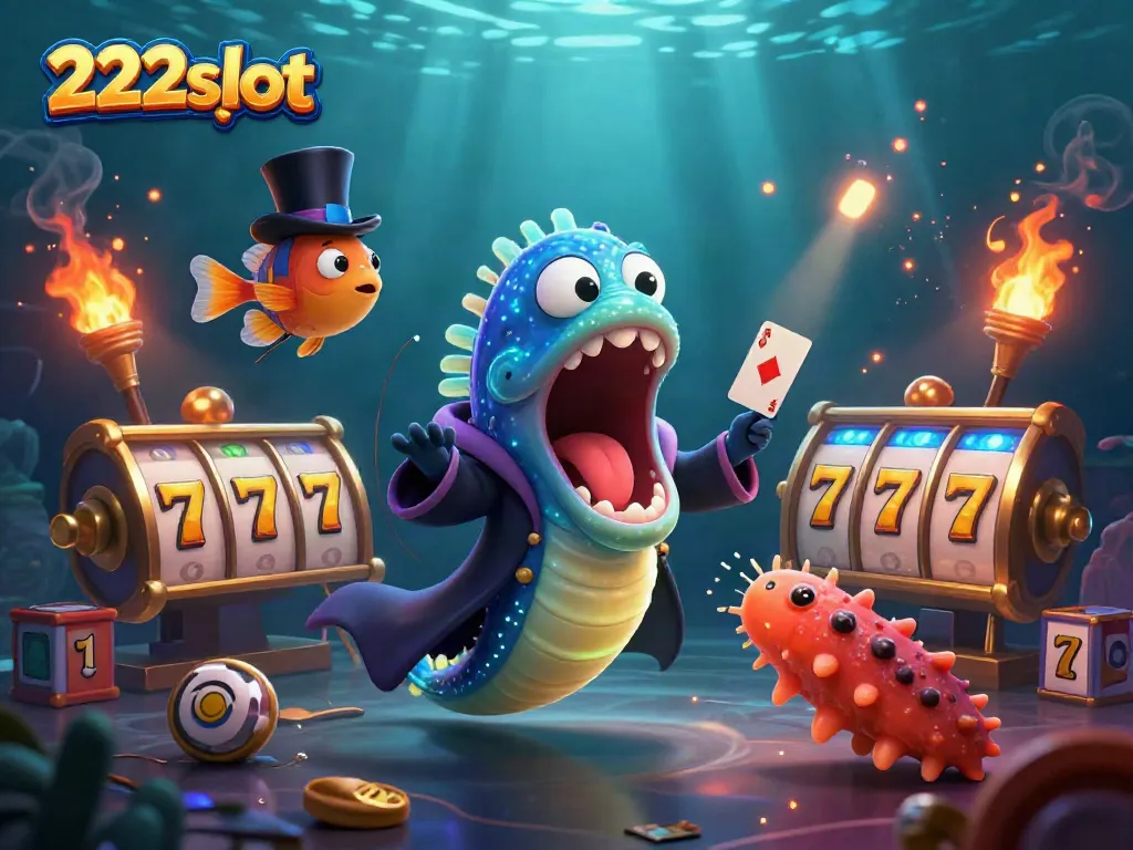 122slot menyajikan ilustrasi 3D menakjubkan dengan karakter unik yang melakukan trik sulap dalam suasana kasino.
