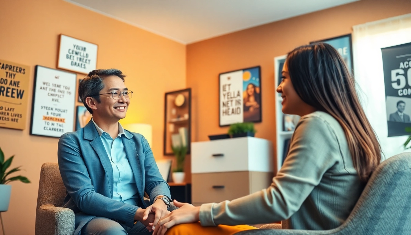 Engaging scene showing how to find my perfect career with a counselor and a young adult.