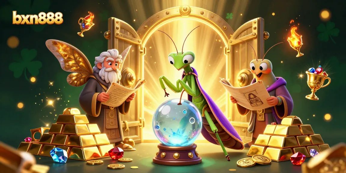 Engage with bxn888's magical world in this 3D casino scene illustrating fortune and luck.