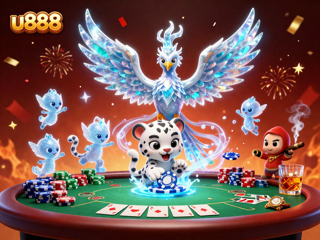 Experience exciting poker action with u888's dazzling 3D cartoon characters and casino elements.