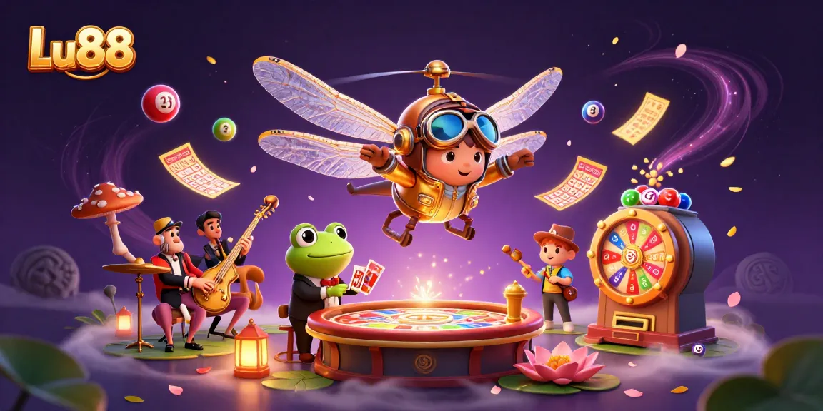 Experience Lu88 with a vibrant 3D casino scene featuring dynamic lottery elements and delightful characters.