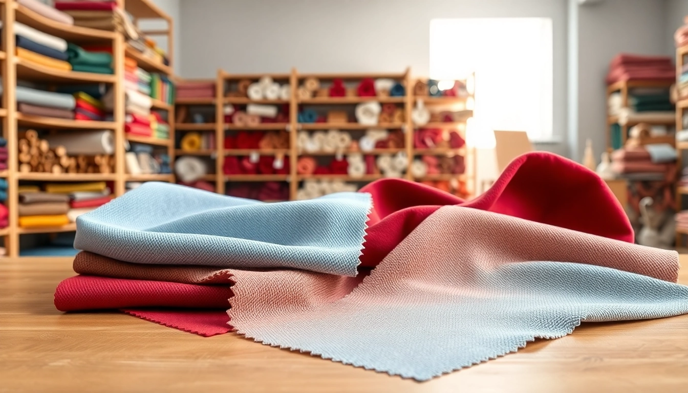 Explore stoffen online through vibrant fabric swatches showcasing rich textures and colors.
