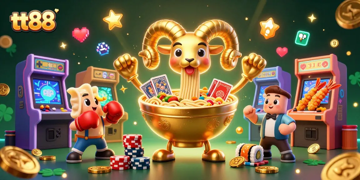 Engage with tt88 in this vibrant 3D casino illustration featuring dynamic characters and colorful gaming elements.