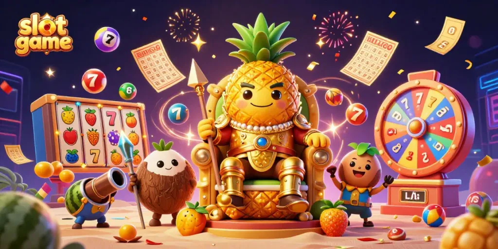 Join the excitement of slot game illustrations featuring vibrant symbols and characters