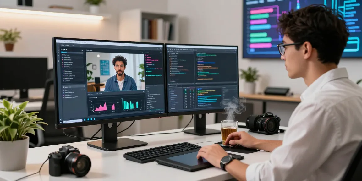 Data scientist performing AI-Generated Image Detection analysis in a modern workspace.