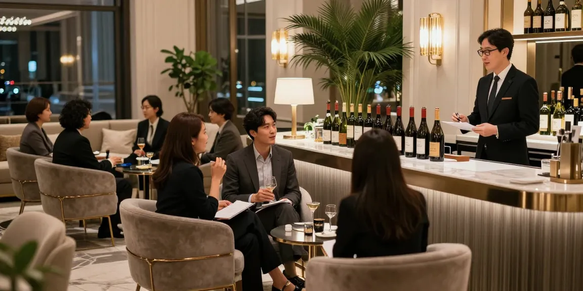 강남 구구단에서 고객과 매니저가 즐거운 시간을 보내는 고급스러운 모습