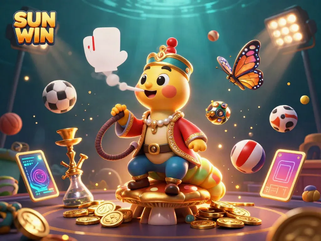Engage with SUN WIN's vibrant casino atmosphere featuring a dynamic caterpillar character and exciting gaming elements.