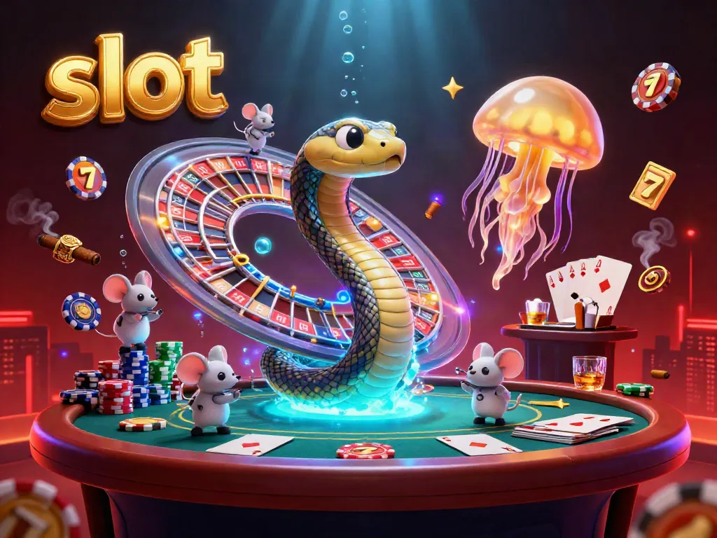 Experience thrilling gameplay at the slot table with animated casino elements.