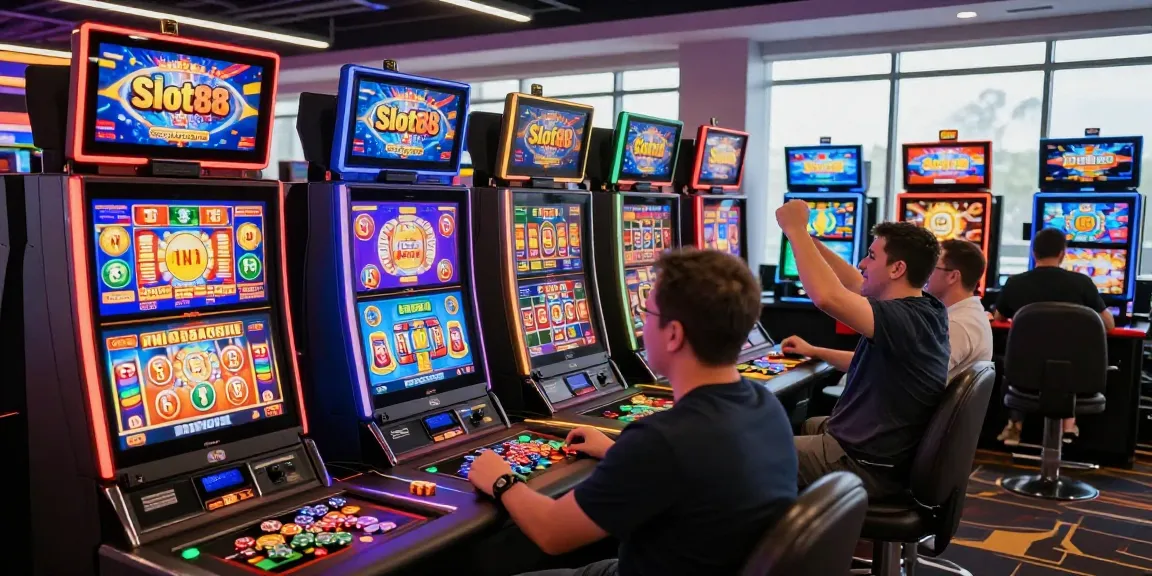 Pengalaman bermain slot88 dengan pemain yang merayakan kemenangan di kasino online.