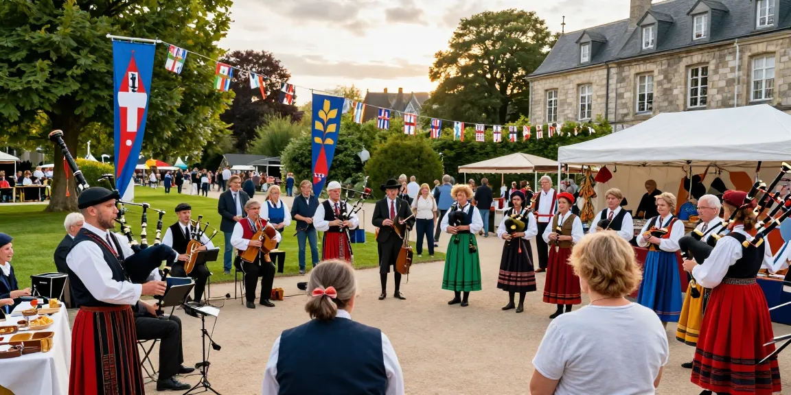 Cultural celebration at the Park du Thabor featuring Breton music, crafts, and colorful attire, prominently showcasing M98 สล๊อตเว็บตรง.