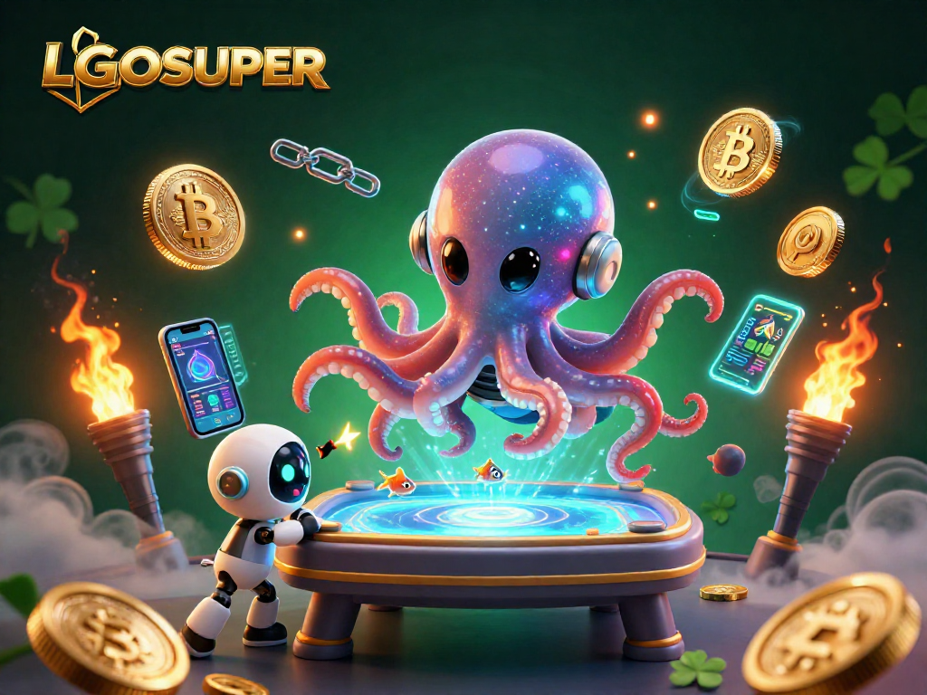 Experience LGOSUPER's vibrant fish shooting game with a dynamic alien octopus and exciting features.