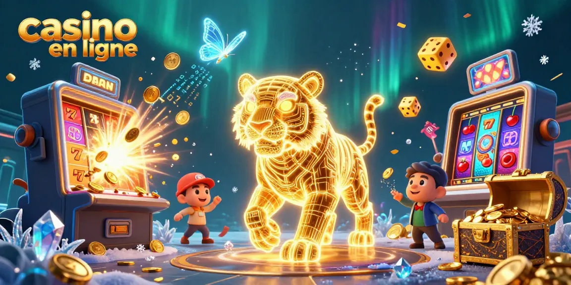 Plongez dans l'univers captivant du casino en ligne avec un tigre en néon et une machine à sous explosive.