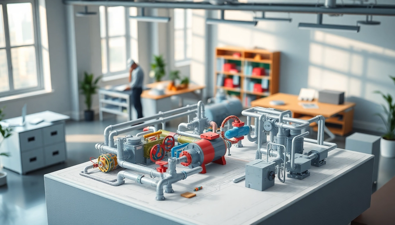 Illustration of Plant 3D isometrics showcasing detailed piping design in a modern office setup