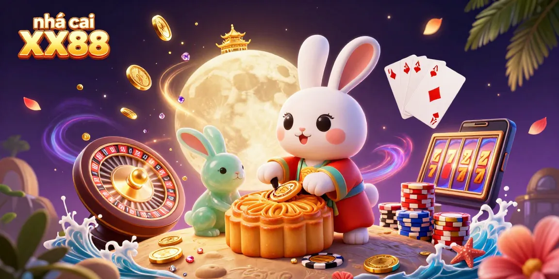 Engage with the action at nhà cái XX88 featuring a vibrant 3D casino scene with colorful elements.